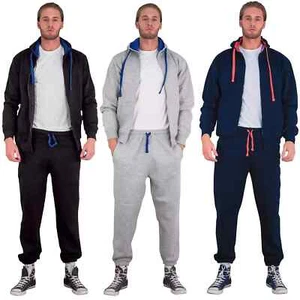 Men Full Zip Hoodie Set Jogging Sportswear Casual Tracksuit Jogger Sweat Pants - Picture 1 of 20