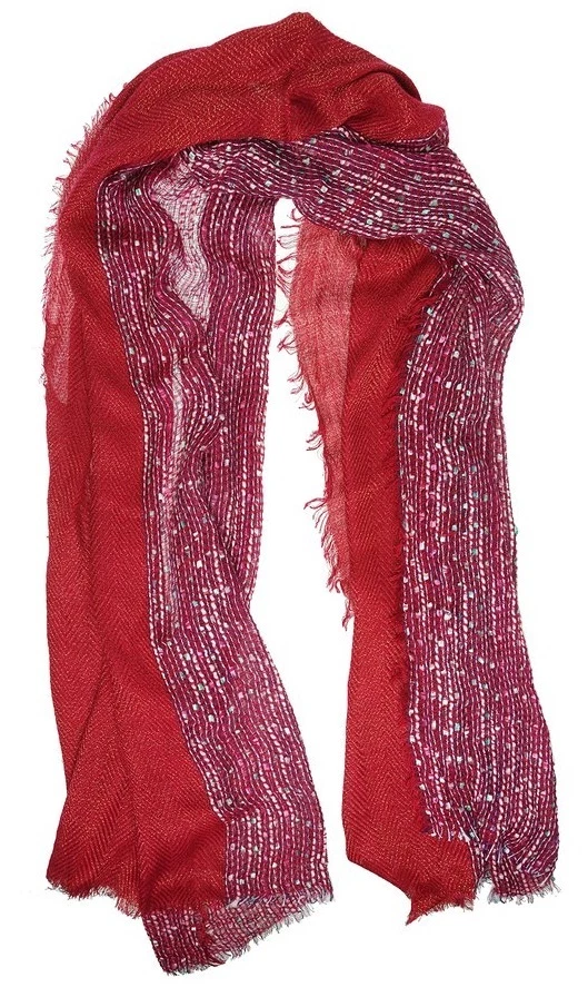 Collection 18 Scarf Metallic Multi Colors Shawl Wrap Raspberry Pink Multi Weave - Image 1 of 1