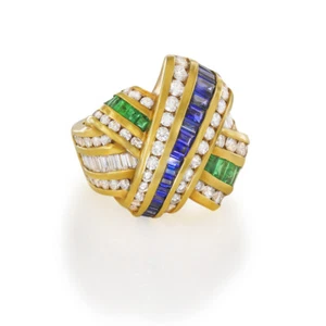 AUTHENTIC Charles Krypell  Multi Gemstone Cocktail Ring - Picture 1 of 1