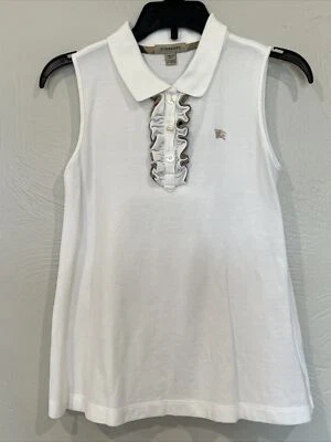 100% authentic Burberry Sleeveless shirt Girls Top youth 14 white nova check - Image 1 of 4