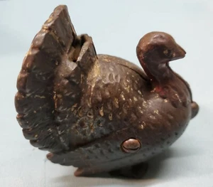 Antique Still Bank Turkey Bird Cast Iron 2.5" x 3" x 3.5" 13 oz. FREE SHIPPING! - Picture 1 of 5