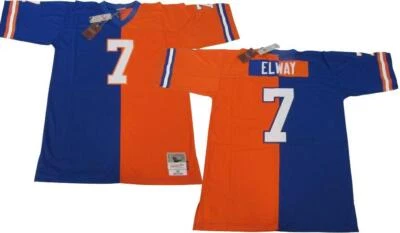 Nueva camiseta dividida Mitchell & Ness Legacy 1990 John Elway #7 de los Broncos para hombre tallas Foto 1 de 4