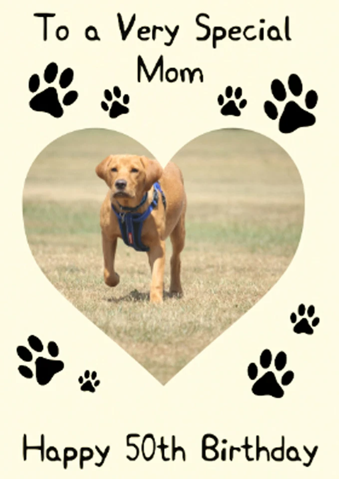 Personalised Pet Card Insert Photo Dog Cat Paw Birthday Christmas - Image 1 of 1