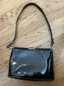 Vintage Koret Patent Leather bag W/silver/ gold hardware Unique Clasp!! - Picture 1 of 13