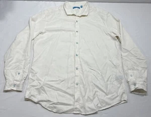 Tori Richard Shirt Mens 2XL Off White L/S Button Hawaiian Silk Cotton Blend Flaw - Picture 1 of 9