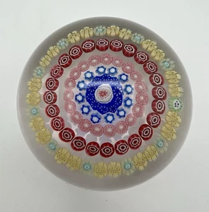 Ancien presse papier en verre Baccarat Concentrique Millefiori Art 1984 France 2,25" - Photo 1/7