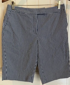 Jones New York Signature Striped Seersucker Bermuda Shorts Women's Sz 6 Nautical - Picture 1 of 8