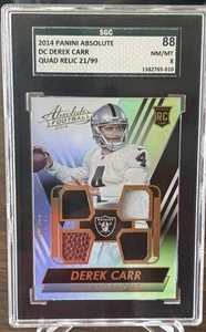 2014 Panini Absolute DC Derek Carr Rookie Quad Relic SGC 8 RC 21/99 - Picture 1 of 2