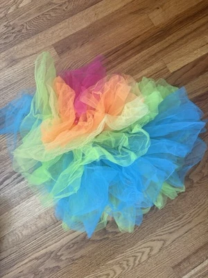 Adult Rainbow Ballet Tutu Costume Accessory One Size, Halloween Pride Tulle - Image 1 of 2