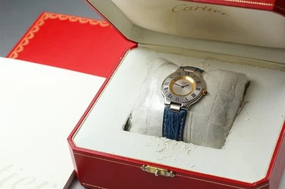 Quase perfeito/caixa de papel* Cartier Must de 21 1330 31mm relógio masculino quartzo JAPÃO - Imagem 1 de 4