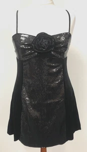Coast Sophie Habboo Rose Velvet Mini Dress Black Velvet Sequin BNWT UK Size 16 - Picture 1 of 15