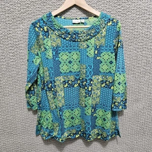 Kim Rogers Damen blau grün Patchwork Boho Bauern Freizeit Bluse Top Größe PXL - Bild 1 von 7