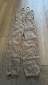 Abercrombie Fitch Girls twill utility jumpsuit LIGHT TAUPE 11/12- NWOT - Picture 1 of 4