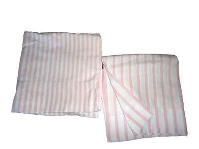 VINTAGE CANNON & SPRINGS CLASSIC PINK STRIPES (2) STANDARD PILLOWCASES - Image 1 of 4