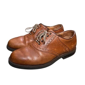 Johnston & Murphy Passport Oxford Shoes Mens 8 Brown Brogue Leather Italy Made - Picture 1 of 15