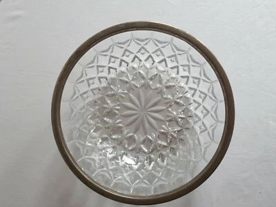 Vintage GLASS Salad Bowl Gently Used Silver Plated - Image 1 of 4