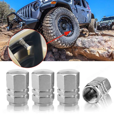 4X Silver Aluminum Metal Wheel / Tire Valve Stem Air Caps Covers for GMC	Acadia - Image 1 of 4