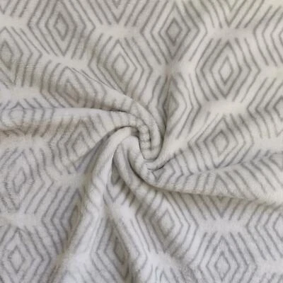 Double Sided Supersoft Cuddle Fleece Fabric Material SILVER GEOMETRIC - Image 1 of 2