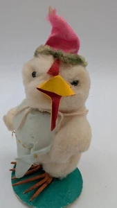 Antik Vintage gesponnene Baumwolle Watte Huhn Hahn Vogel Ostern Japan gruselig - Bild 1 von 9
