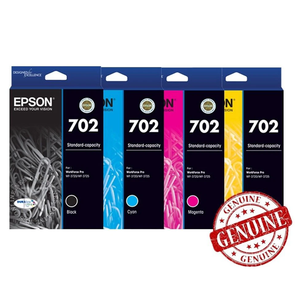 Cartucho de tinta GENUINO Original Epson 702 4 Value WorkForce Pro WF-3720 WF-3725 Foto 1 de 1