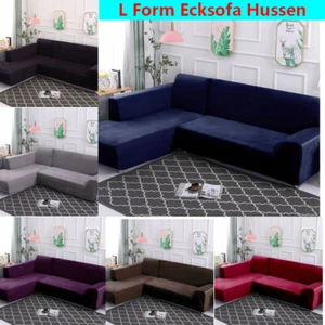 Sofabezug L Form Couch überzug 2er Set Stretch Sofahusse Ecksofa überwurf - Bild 1 von 41