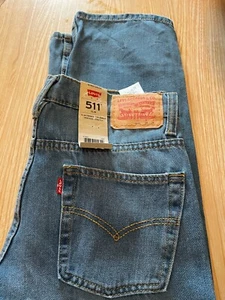 Levi's 511 Slim Fit Vertical Stretch Blue Denim Jeans Boys 16 Reg 28 x 28 NEW! - Picture 1 of 4