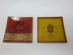 2er Set Wein Themen Glas Bruschetti Teller 6" x 6" "Merlot und Pinot Grigio" - Bild 1 von 5