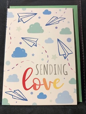 Thinking of You Greeting Card Sending Love Paper Airplanes Mailbox full of Heart
