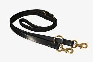 LEATHER TRACKING TRAINING DOG LEAD, BLACK COLOR, BRASS FITING - Picture 1 of 2