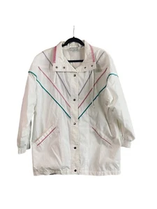 Vintage 1990s Blair Jacket white w pastel Vs XL Bust 50 Inches - Picture 1 of 12