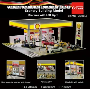 1:64 Diorama Parkplatz Modell LED Beleuchtung Auto Garage Szene Display Model DE - Bild 1 von 214
