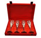 Antyczny srebrny kieliszek do wina szampana zastawa barowa napoje opakowanie 4 srebrne na prezent