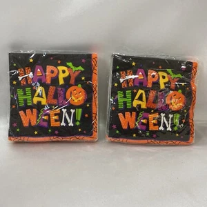 Servilletas de papel para bebidas Feliz Halloween vintage años 80 2 paquetes divertidos coloridos NUEVAS - Imagen 1 de 5