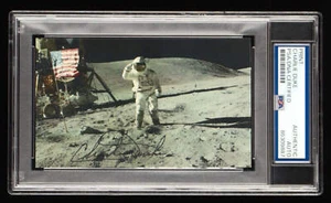 Charlie Duke Signed NASA Print (PSA) 10th Person to Walk on the Moon - Picture 1 of 2