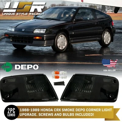 DEPO Smoke-Out Lens Front Corner Lights Lamps For US SPEC 88-89 Honda CRX CR-X - Image 1 of 4