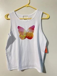 Wonder Nation Girl Embellished Tank Top Size L (10-12) Plus Butterfly White - Picture 1 of 7