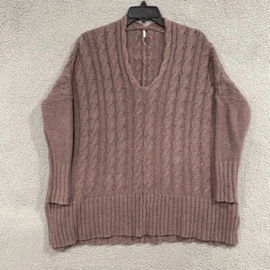 Free People Easy V maglione oversize DONNA taglia L CACAO MAGLIA GROSSA CAVO COMODO - Foto 1 di 9