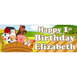 2 x Rolled Personalised Farm Animals birthday banners - any name/age - Picture 1 of 1