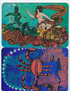 1967 Zodiac Sign Cards Libra & Scorpio by Morgan Press, Printed in USA (#LS3) - Picture 1 of 2