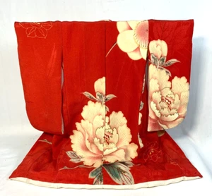 Vintage Miniature Silk Wedding Kimono & Wood Kimono Stand Set - Picture 1 of 6