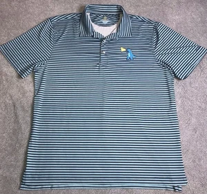 Chubbies Polo Golf Shirt Herren Large blau SS gestreift Godzilla T Rex Dinosaurier - Bild 1 von 9