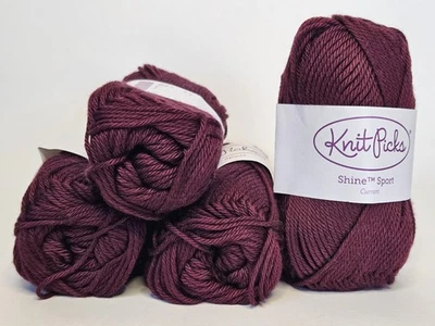 Knit Picks Shine Sport yarn, Currant Red #4718; Cotton/Modal lot of 4; 50g/110yd - Image 1 of 3