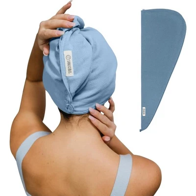 Hair Towel Wrap for & Men, (Slate Blue, Terra) - 100% Turkish Cotton Quick Ha... - Image 1 of 4