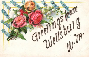 Wellsburg West Virgina GREETINGS Vintage Postcard - Picture 1 of 2