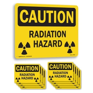 Radiation Hazard (with biohazard graphic) OSHA Caution Sign, Decal 5 or 10 Pack - Picture 1 of 31