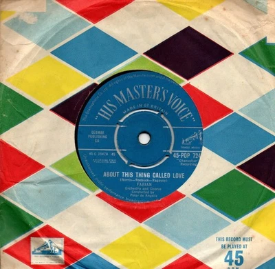 Fabian:About this thing called love/String along:UK HMV:1960 - Image 1 of 2