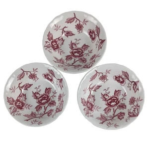 3 Style House PINK FLORA Cereal Bowls Red Pink Floral Japan 6" - Picture 1 of 13