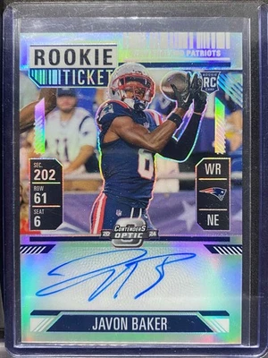 2023-24 Panini Contenders Optic Silver #142 Javon Baker RC Rookie AUTO  Patriots - Image 1 of 2