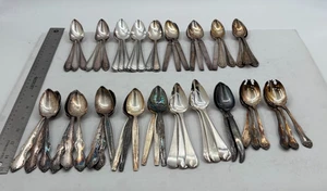 Lot of 55 Assorted Silverplate Fruit Orange Dessert Spoons & Forks - Lot#315 - Picture 1 of 3
