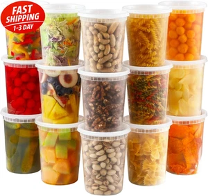 AOZITA 20 Sets 32 oz Plastic Deli Food Containers With Lids, Airtight clear  - Picture 1 of 7